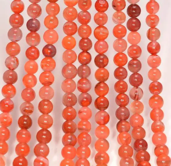6-7mm Natural South Red Carnelian Gemstone Red Round Loose Beads 15.5 Inch Full Strand (80005787-479)