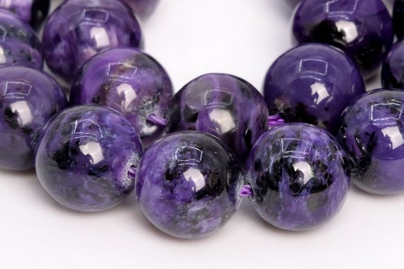 Genuine Natural Charoite Gemstone Beads 11mm Dark Color Round Aa Quality Loose Beads (108975)