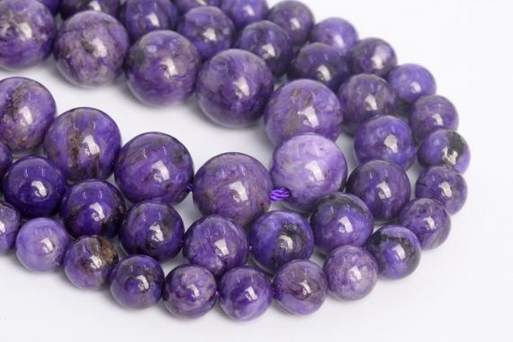 Purple Treated Charoite Loose Beads Grade A Round Shape 6mm 7-8mm 10mm