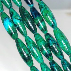 Chrysocolla Quantum Quattro Gemstone Green Blue Barrel Drum  30x10mm Loose Beads 15.5 inch Full Strand (90143262-B61) | Natural genuine other-shape Chrysocolla beads for beading and jewelry making.  #jewelry #beads #beadedjewelry #diyjewelry #jewelrymaking #beadstore #beading #affiliate #ad