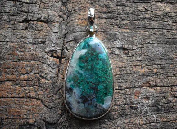 Chrysocolla Pendant,natural Chrysocolla Pendant,chrysocolla Necklace,925 Silver Pendant,gemstone Pendant