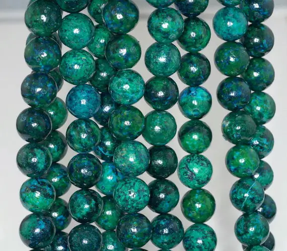 12mm Chrysocolla Quantum Quattro Gemstone Round Loose Beads 15.5 Inch Full Strand (90143254-b61)