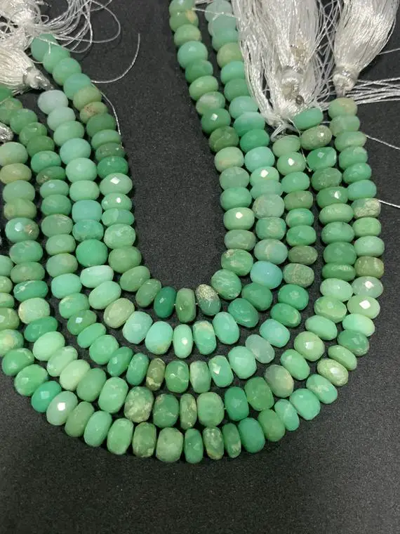 Fine Quality Chrysoprase Faceted Rondelle Beads, 8 Inches Strand Chrysoprase  8.5-9mm Beads An Amazing Item