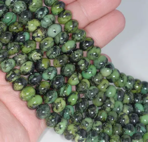 10x6mm Black Green Chrysoprase Gemstone Grade A Rondelle Loose Beads 16 Inch Full Strand (80000542-a72)