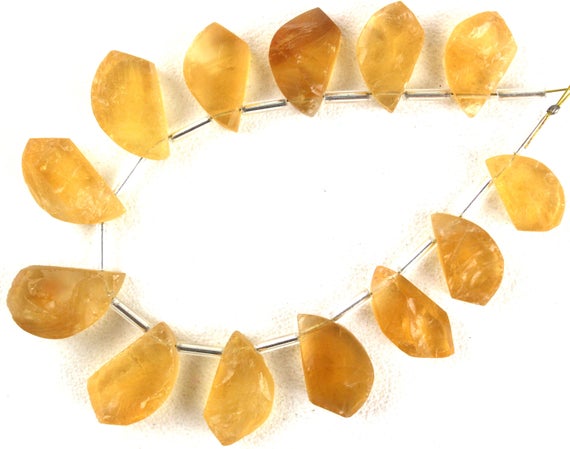 Aaa Quality 1 Strand Natural Citrine Rough, Size 8x14-10x18 Mm Gemstone, Fancy Shape Rough 13 Pieces, Making Yellow Jewelry, Wholesale Price