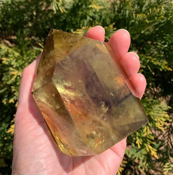 3.4" Citrine Crystal Point - Polished Tower - Natural - Untreated - Genuine Gemstone - Healing Crystal - Meditation Stone - From Brazil- 1lb