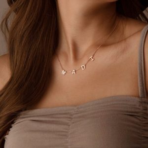 Mother necklace, Name Necklace, Personalized Letter Necklace, Initial Necklace, Personalized Handmade Jewelry, Gift for Mom
