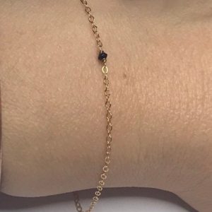 Shop Diamond Bracelets! Tiny Black Raw Diamond 14k Gold Bracelet.  Small diamond chain.  Minimalist bracelet. Delicate jewelry. Wire wrapped. | Natural genuine Diamond bracelets. Buy crystal jewelry, handmade handcrafted artisan jewelry for women.  Unique handmade gift ideas. #jewelry #beadedbracelets #beadedjewelry #gift #shopping #handmadejewelry #fashion #style #product #bracelets #affiliate #ad