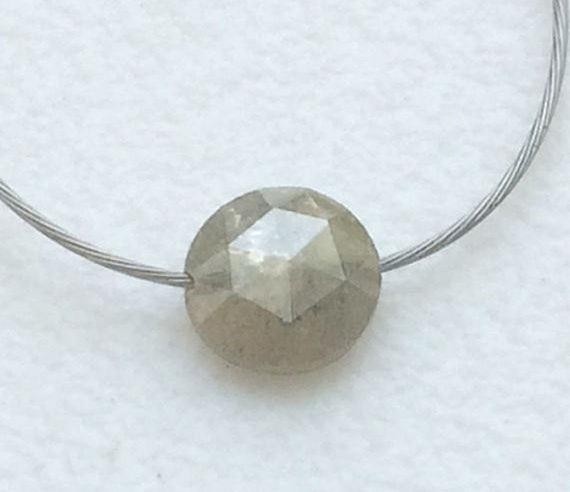 Rare 4.5mm Loose Top Side Drilled Diamond Rose-cut, Conflict Free Gray Rose Cut Diamond, Natural Loose Rough Faceted Cabochon - Ds3560