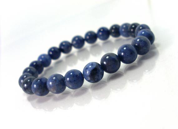 Genuine Dumortierite Bracelet 8 Mm, Natural Gemstone Beads Bracelet, Handmade Stretch Women Men Bracelet, Healing Crystal Bracelet +gift Bag