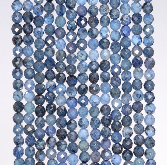2mm South Africa Blue Dumortierite Gemstone Grade Aaa Micro Faceted Blue Round Loose Beads 15.5 Inch Full Strand (80004635-344)