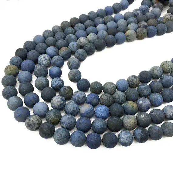 10mm Matte Dumortierite Beads, Round Gemstone Beads