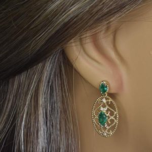 Shop Emerald Earrings! Natural Oval Emerald and Diamond Earrings in 14k Gold | May Birthstone | Fine Jewelry | Free Shipping | Dainty Earrings | Gold Earrings | Natural genuine Emerald earrings. Buy crystal jewelry, handmade handcrafted artisan jewelry for women.  Unique handmade gift ideas. #jewelry #beadedearrings #beadedjewelry #gift #shopping #handmadejewelry #fashion #style #product #earrings #affiliate #ad