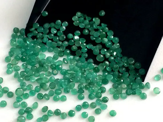 3-4mm Emerald Faceted Round Stones, Natural Loose Emerald Gemstone Lot, Original Emerald, Emerald For Jewelry (1ctw To 10ctw Options)
