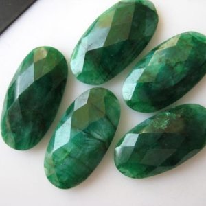 Shop Emerald Faceted Beads! 5 Pieces Huge 25x13mm Green Corundum Emerald Oval Shaped Faceted Flat Back Loose Gemstones BB219 | Natural genuine faceted Emerald beads for beading and jewelry making.  #jewelry #beads #beadedjewelry #diyjewelry #jewelrymaking #beadstore #beading #affiliate #ad