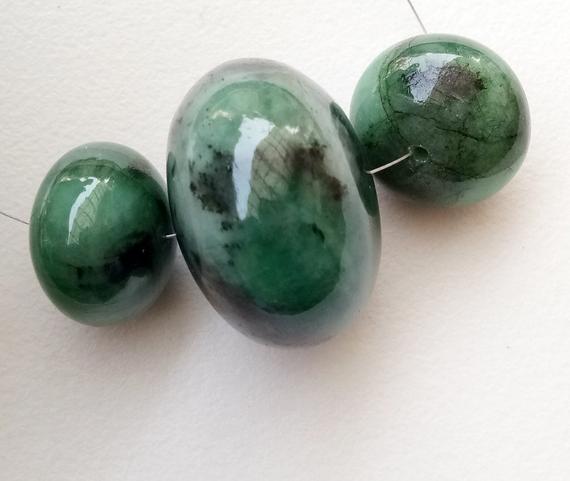 15-23mm Emerald Plain Rondelle Bead, Natural Huge Emerald Gemstone, Rare Emerald Rondelle Drilled, 1 Piece Original Emerald - Ausph53