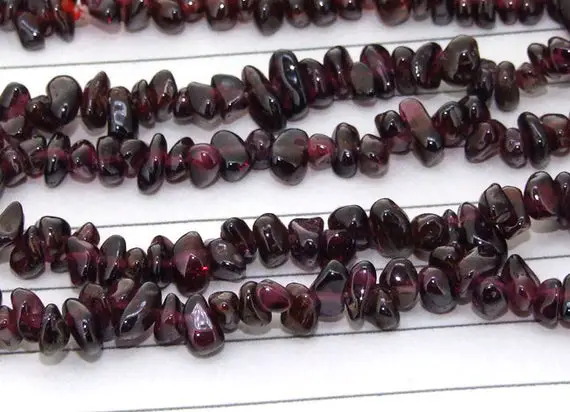 Strand Nugget Chip Wine Garnet Gemstone Beads ----- 5mmx 6mm ----- About 180pieces ----- Gemstone Beads--- 34" In Length