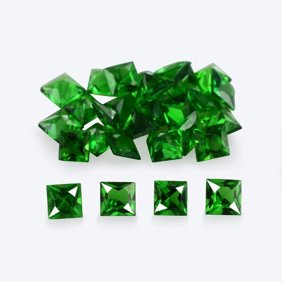 0.71 Cts Natural Tsavorite Garnet 2.5 Mm Faceted Square 8 Pieces Loose Gemstone , Natural Green Tsavorite Garnet Gemstone , Christmas Sale
