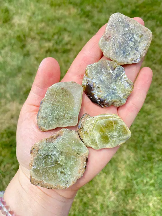 Green Garnet Stone Slab - Green Garnet Tumbled Stones - Green Garnet Crystal - Healing Crystals And Stones - Grossular Garnet Stone Slices