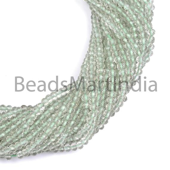 3-4mm Green Amethyst Faceted Rondelle, Green Amethyst Beads, Green Amethyst Faceted Rondelle Cut Beads, Green Amethyst Wholesale Beads