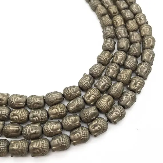 10mm Matte Hematite Buddha Beads, Buddha Head Shaped Beads, Hematite Jewelry