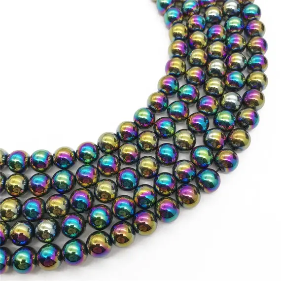 Rainbow Hematite Beads, Round Hematite Beads, Hematite Jewelry, 6mm, 8mm, 10mm