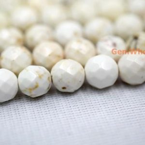 Shop Howlite Beads! 15.5" 4mm/6mm Cream White howlite round faceted beads, semi-precious stone, DIY beads, White beige gemstone wholesale, Ivory color howlite | Natural genuine beads Howlite beads for beading and jewelry making.  #jewelry #beads #beadedjewelry #diyjewelry #jewelrymaking #beadstore #beading #affiliate #ad