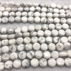 Shop Howlite Bead Shapes! Genuine Howlite 10mm – 12mm Flat Round Natural Loose White Gemstone Coin Beads 15 inch Jewelry Supply Bracelet Necklace Material Support | Natural genuine other-shape Howlite beads for beading and jewelry making.  #jewelry #beads #beadedjewelry #diyjewelry #jewelrymaking #beadstore #beading #affiliate #ad