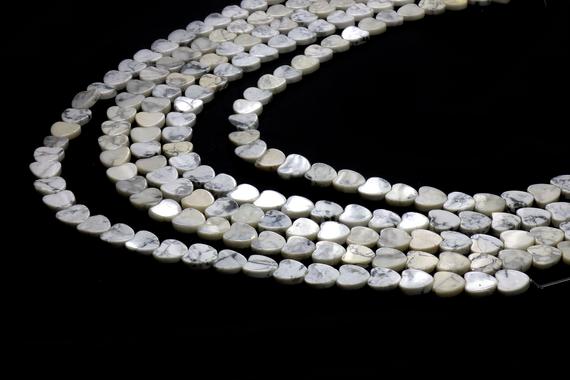 Heart Beads,howlite Beads,white Beads,gemstone Beads,unique Beads,symbol Beads,heart Stone Beads,10mm Beads - 16" Strand