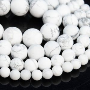 Shop Howlite Round Beads! Genuine Natural Matte White Howlite Loose Beads Round Shape 6mm 8mm 10mm 15mm | Natural genuine round Howlite beads for beading and jewelry making.  #jewelry #beads #beadedjewelry #diyjewelry #jewelrymaking #beadstore #beading #affiliate #ad