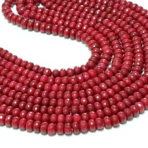 Shop Jade Faceted Beads! GU-2780 – Red Jade Faceted Rondelle Beads – 3x5mm,4x6mm,5x8mm,6x10mm,8x12mm,10x14mm,12x16mm – Gemstone Beads – 16" Full Strand | Natural genuine faceted Jade beads for beading and jewelry making.  #jewelry #beads #beadedjewelry #diyjewelry #jewelrymaking #beadstore #beading #affiliate #ad