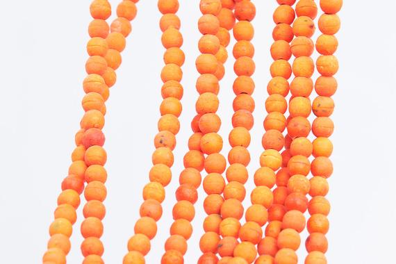 Matte Orange Rain Flower Jade Loose Beads Apple Shape 4mm