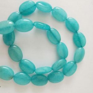 Shop Jade Bead Shapes! 13x18mm Oval Jade Beads,Smooth Jade Beads,Flat oval blue Jade Stone,Jade Necklace,Gemstone Beads–15.5 inches—22 Pieces—BJ026 | Natural genuine other-shape Jade beads for beading and jewelry making.  #jewelry #beads #beadedjewelry #diyjewelry #jewelrymaking #beadstore #beading #affiliate #ad