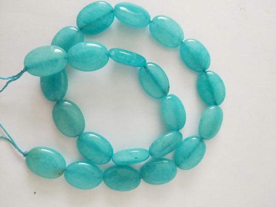 13x18mm Oval Jade Beads,smooth Jade Beads, Flat Oval Blue Jade Stone, Jade Necklace, Gemstone Beads, Wholesale Beads-15.5 Inches-22pcs-bj026