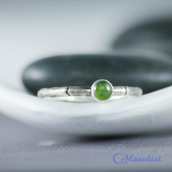 Tiny Green Jade Bamboo Ring, Size 9, 925 Sterling Silver Jade Womens Ring, Natural Jade Ring, Last Chance Sale | Moonkist Designs