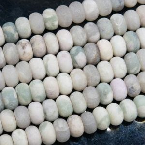 Shop Jade Rondelle Beads! Genuine Natural Matte Milky Green Jade Loose Beads Rondelle Shape 8x5MM | Natural genuine rondelle Jade beads for beading and jewelry making.  #jewelry #beads #beadedjewelry #diyjewelry #jewelrymaking #beadstore #beading #affiliate #ad