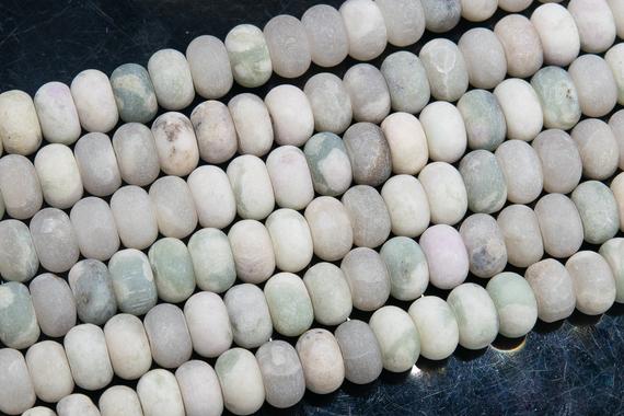 Genuine Natural Matte Milky Green Jade Loose Beads Rondelle Shape 8x5mm