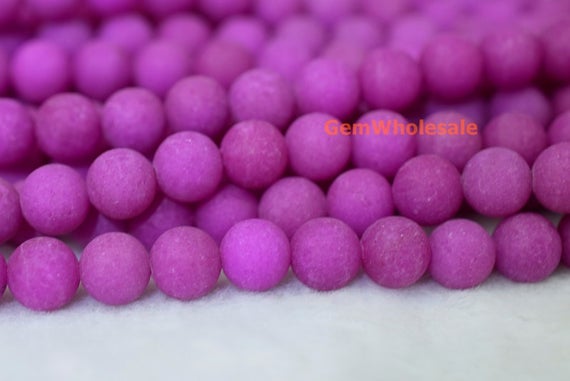 15.25" Purple Matte Dyed Jade 10mm Round Beads, Purple Color Jade Beads, Purple Gemstone, Semi-precious Stone