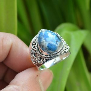 Natural K2 Jasper Ring, Oxidized Ring, Gemstone Ring, 12×16 mm Pear Jasper Ring, Women Rings, k2 Jasper Ring, Handmade Jewelry, Silver Ring | Natural genuine Jasper rings, simple unique handcrafted gemstone rings. #rings #jewelry #shopping #gift #handmade #fashion #style #affiliate #ad