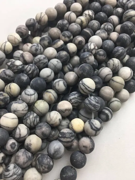 Silk Stone Web Jasper Matte Round Beads 6mm 8mm 10mm 15.5" Strand