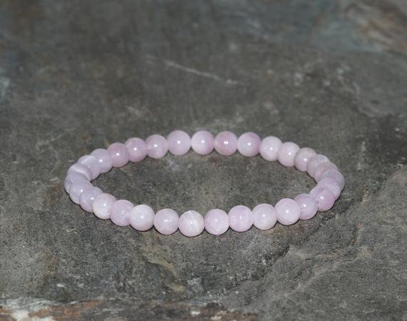 Kunzite Beaded Bracelet, 5mm Kunzite Beads, Gemstone Bracelet, Natural Pink Kunzite, Heart Chakra, Gift Bracelet, Women Bracelet, Spodumene