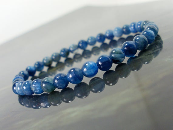 Natural Blue Kyanite Bracelet Grade A 6mm Or 5mm, Mens Women Beaded Bracelet, Genuine Gemstone Bracelet, Gift For Her For Him + Gift Box