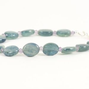 Shop Kyanite Bracelets! Teal Blue Green Kyanite Bracelet, Delicate Genuine Gemstone Bracelet, Kyanite Amethyst Bracelet | Natural genuine Kyanite bracelets. Buy crystal jewelry, handmade handcrafted artisan jewelry for women.  Unique handmade gift ideas. #jewelry #beadedbracelets #beadedjewelry #gift #shopping #handmadejewelry #fashion #style #product #bracelets #affiliate #ad