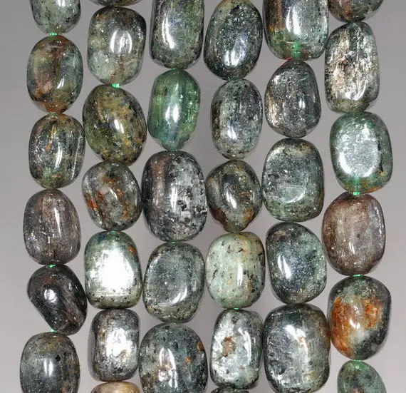 8-9mm Green Kyanite Gemstone Pebble Nugget Granule Loose Beads 7.5 Inch Half Strand (80001915 H-a28)