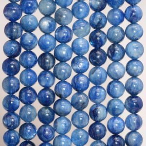 Shop Kyanite Round Beads! 8-9mm Blue Kyanite Gemstone Grade AAA Round Loose Beads 7 inch Half Strand (80007418-A262) | Natural genuine round Kyanite beads for beading and jewelry making.  #jewelry #beads #beadedjewelry #diyjewelry #jewelrymaking #beadstore #beading #affiliate #ad