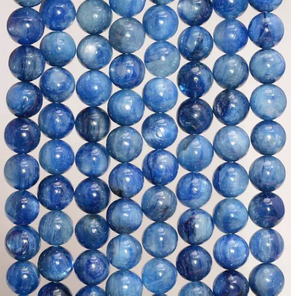 8-9mm Blue Kyanite Gemstone Grade Aaa Round Loose Beads 7 Inch Half Strand (80007418-a262)