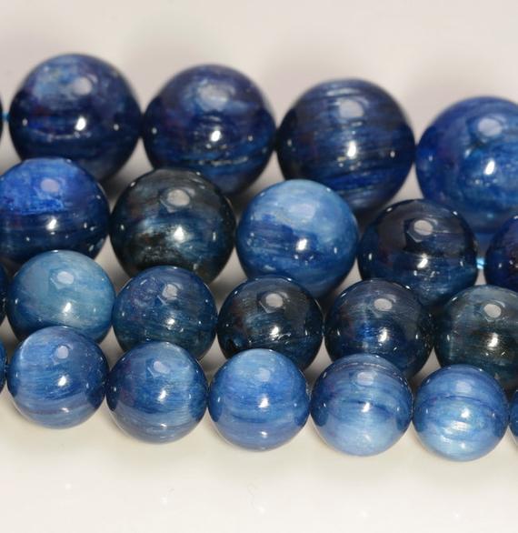 Kyanite Gemstone Blue Grade Aa 5mm 6mm 8mm 9mm 10mm 11mm 12mm 13mm 14mm Round Loose Beads 7 Inch Half Strand (a218)