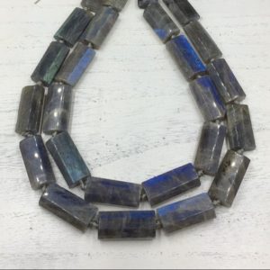 Shop Labradorite Bead Shapes! 8 Sided Labradorite Rectangle Beads Chunky Labradorite Beads Vertical Drilled Labradorite Slice Slab Beads 13-15*27-30mm 13pieces/strand | Natural genuine other-shape Labradorite beads for beading and jewelry making.  #jewelry #beads #beadedjewelry #diyjewelry #jewelrymaking #beadstore #beading #affiliate #ad