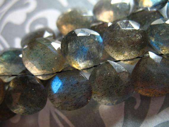 Labradorite Heart Briolettes Beads, Luxe Aaa, 6 To 20 Pcs, 7-9 Mm, Gray, Blue Flashes Neutral Brides Bridal Something Blue Wholesale