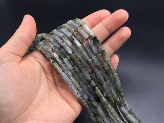 Natural Labradorite Beads 4x14mm Rectangle Labradorite Tube Beads Stone Tube Gemstone Semiprecious Beads Diy Beads Supplies 30pieces/strand